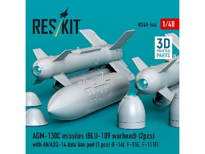 Agm-130c Missiles (Blu-109 Earhead) (2pcs) With An/Axq-14 Data Link Pod (1pc) (F-16i, F-15e, F-111f) (3d Printed) - zdjęcie 2