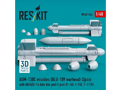 Agm-130c Missiles (Blu-109 Earhead) (2pcs) With An/Axq-14 Data Link Pod (1pc) (F-16i, F-15e, F-111f) (3d Printed) - zdjęcie 3