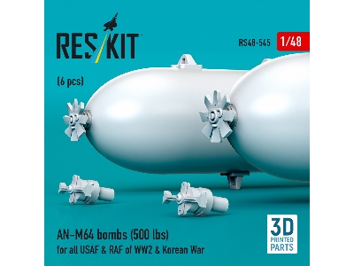 An-m64 Bombs (500 Lbs) For All Usaf & Raf Of Ww2 & Korean War (6pcs) (3d Printed) - zdjęcie 2