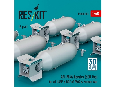 An-m64 Bombs (500 Lbs) For All Usaf & Raf Of Ww2 & Korean War (6pcs) (3d Printed) - zdjęcie 3