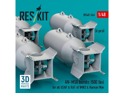 An-m58 Bombs (500 Lbs) For All Usaf & Raf Of Ww2 & Korean War (6pcs) (3d Printed) - zdjęcie 3