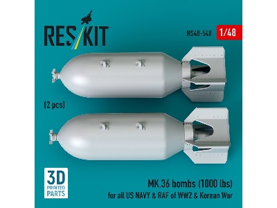 Mk.36 Bombs (1000 Lbs) For All Us Navy & Raf Of Ww2 & Korean War (2pcs) (3d Printed) - zdjęcie 2