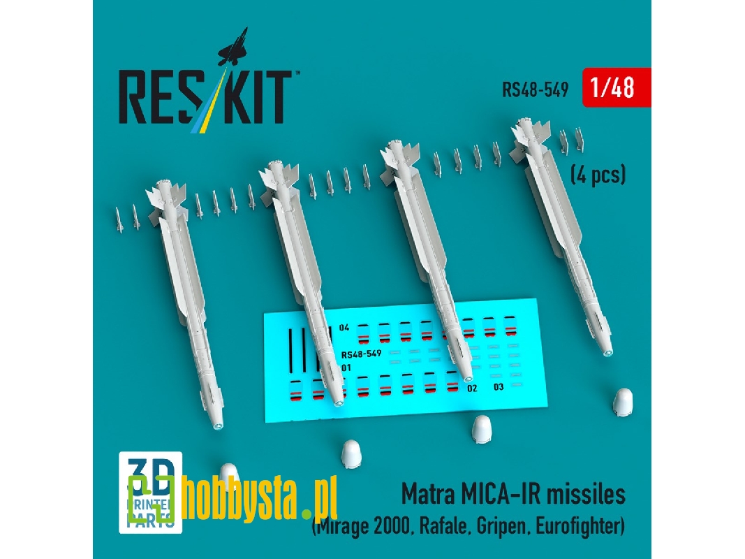 Matra Mica-ir Missiles (4pcs) (Mirage 2000, Rafale, Gripen, Eurofighter) (3d Printed) - zdjęcie 1 Matra Mica-ir Missiles (4pcs) (Mirage 2000, Rafale, Gripen, Eurofighter) (3d Printed) - zdjęcie 1
