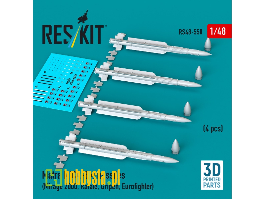 Matra Mica-em Missiles (4pcs) (Mirage 2000, Rafale, Gripen, Eurofighter) (3d Printed) - zdjęcie 1 Matra Mica-em Missiles (4pcs) (Mirage 2000, Rafale, Gripen, Eurofighter) (3d Printed) - zdjęcie 1
