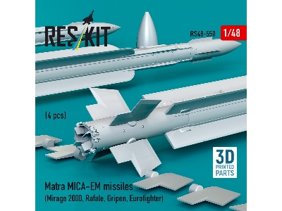 Matra Mica-em Missiles (4pcs) (Mirage 2000, Rafale, Gripen, Eurofighter) (3d Printed) - zdjęcie 3