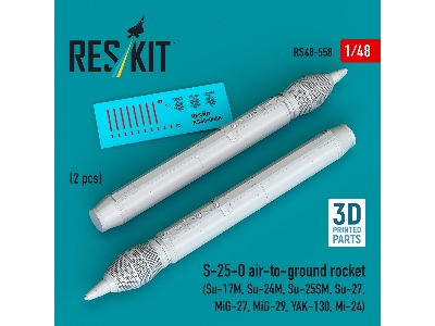 S-25-o Air-to-ground Rocket (2pcs) (Su-17m, Su-24m, Su-25sm, Su-27, Mig-27, Mig-29, Yak-130, Mi-24) (3d Printed) - zdjęcie 1