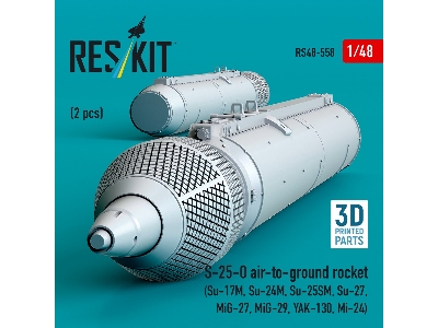 S-25-o Air-to-ground Rocket (2pcs) (Su-17m, Su-24m, Su-25sm, Su-27, Mig-27, Mig-29, Yak-130, Mi-24) (3d Printed) - zdjęcie 2