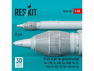 S-25-o Air-to-ground Rocket (2pcs) (Su-17m, Su-24m, Su-25sm, Su-27, Mig-27, Mig-29, Yak-130, Mi-24) (3d Printed) - zdjęcie 3