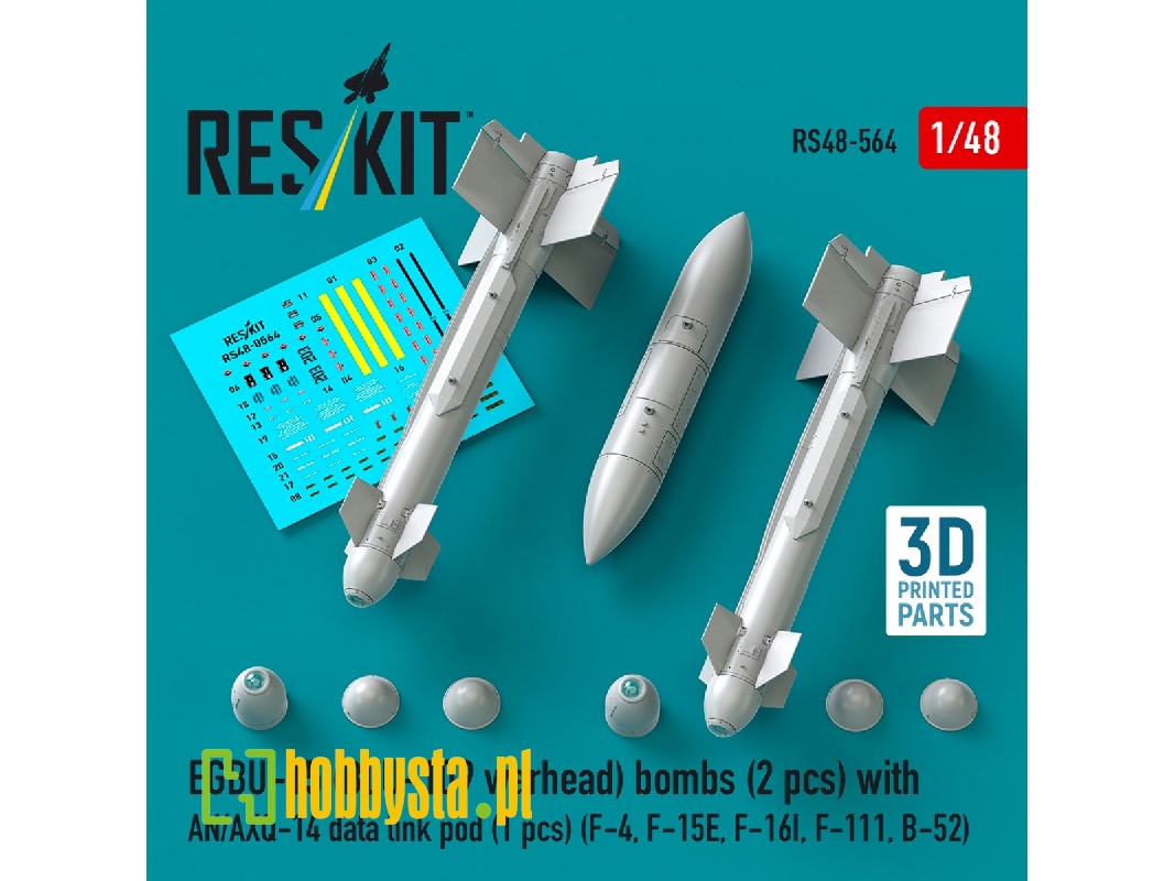 Egbu-15 (Blu-109 Warhead) Bombs (2pcs) With An/Axq-14 Data Link Pod (1pc) (F-4, F-15e, F-16i, F-111, B-52) (3d Printed) - zdjęc Egbu-15 (Blu-109 Warhead) Bombs (2pcs) With An/Axq-14 Data Link Pod (1pc) (F-4, F-15e, F-16i, F-111, B-52) (3d Printed) - zdjęc