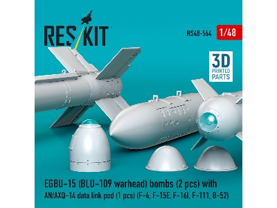 Egbu-15 (Blu-109 Warhead) Bombs (2pcs) With An/Axq-14 Data Link Pod (1pc) (F-4, F-15e, F-16i, F-111, B-52) (3d Printed) - zdjęc