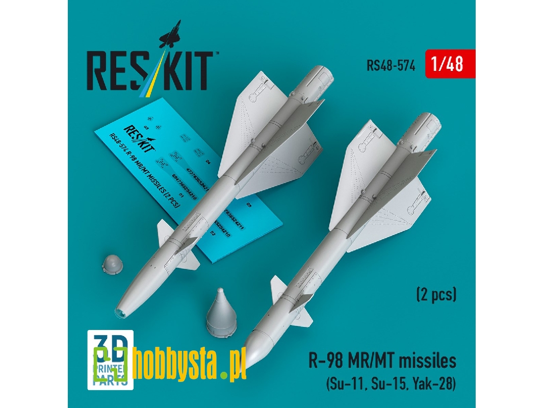 R-98 Mr/Mt Missiles (2pcs) (Su-11, Su-15, Yak-28) (3d Printed) - zdjęcie 1 R-98 Mr/Mt Missiles (2pcs) (Su-11, Su-15, Yak-28) (3d Printed) - zdjęcie 1