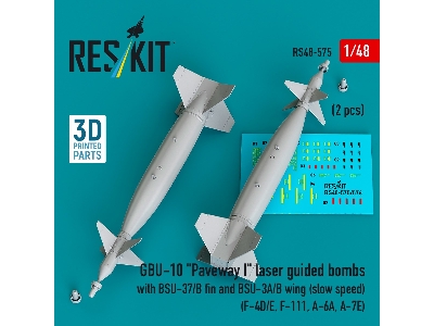 Gbu-10 'paveway I' Laser Guided Bombs With Bsu-37/B Fin And Bsu-3a/B Wing (Slow Speed) (2pcs) (F-4d/E, F-111, A-6a, A-7e) (3d Pr