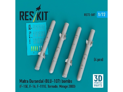 Matra Durandal (Blu-107) Bombs (4pcs) (F-15e, F-16, F-111e, Tornado, Mirage 2000) (3d Printed) - zdjęcie 1