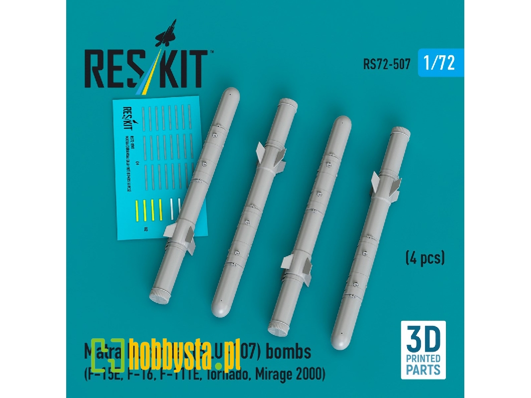 Matra Durandal (Blu-107) Bombs (4pcs) (F-15e, F-16, F-111e, Tornado, Mirage 2000) (3d Printed) - zdjęcie 1