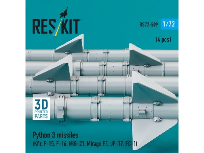 Python 3 Missiles (4pcs) (Kfir, F-15, F-16, Mig-21, Mirage F.1, Jf-17, Fc-1) (3d Printed) - zdjęcie 1