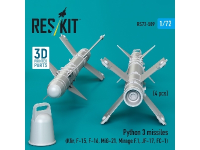 Python 3 Missiles (4pcs) (Kfir, F-15, F-16, Mig-21, Mirage F.1, Jf-17, Fc-1) (3d Printed) - zdjęcie 3
