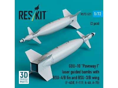 Gbu-10 'paveway I' Laser Guided Bombs With Bsu-4/B Fin And Bsu-3/B Wing (2pcs) (F-4d/E, F-111, A-6a, A-7e) (3d Printed) - zdjęc