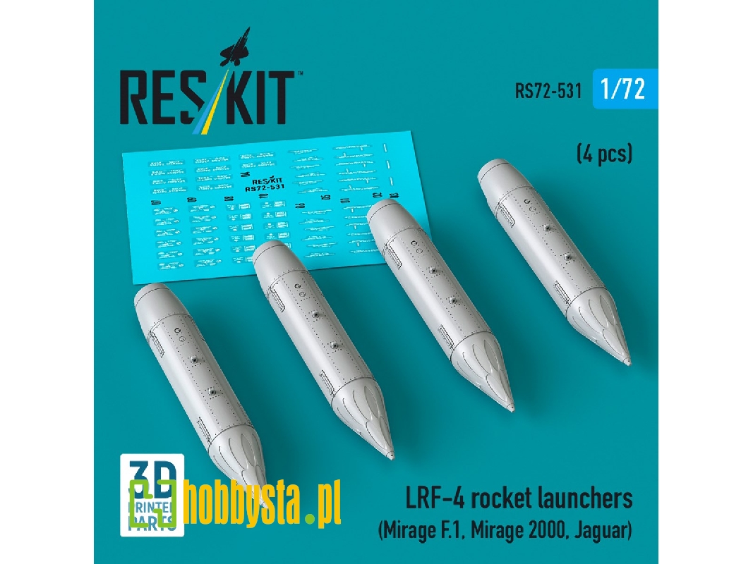 Lrf-4 Rocket Launchers (4pcs) (Mirage F.1, Mirage 2000, Jaguar) (3d Printed) - zdjęcie 1 Lrf-4 Rocket Launchers (4pcs) (Mirage F.1, Mirage 2000, Jaguar) (3d Printed) - zdjęcie 1
