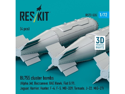 Bl755 Cluster Bombs (4pcs) (Alpfa Jet, Buccaneer, Bae Hawk, Fiat G.91, Jaguar, Harrier, Hunter, F-4, F-5, Mb-339, Tornado, J-22,