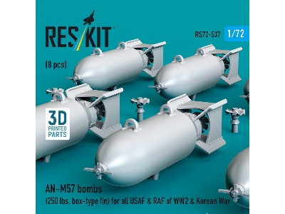 An-m57 Bombs (250 Lbs, Box-type Fin) For All Usaf & Raf Of Ww2 & Korean War (8pcs) (3d Printed) - zdjęcie 2