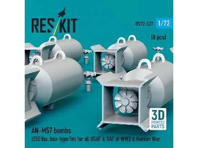 An-m57 Bombs (250 Lbs, Box-type Fin) For All Usaf & Raf Of Ww2 & Korean War (8pcs) (3d Printed) - zdjęcie 3