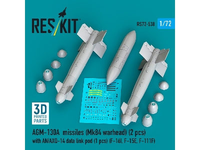Agm-130a Missiles (Mk84 Warhead) (2pcs) With An/Axq-14 Data Link Pod (1pc) (F-16i, F-15e, F-111f) (3d Printed) - zdjęcie 1