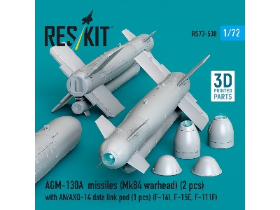 Agm-130a Missiles (Mk84 Warhead) (2pcs) With An/Axq-14 Data Link Pod (1pc) (F-16i, F-15e, F-111f) (3d Printed) - zdjęcie 2