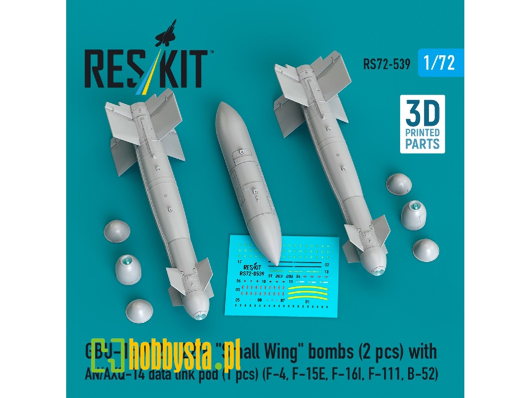 Gbu-15(V)21, 22/B 'small Wing' Bombs (2pcs) With An/Axq-14 Data Link Pod (1pc) (F-4, F-15e, F-16i, F-111, B-52) (3d Printed) - z Gbu-15(V)21, 22/B 'small Wing' Bombs (2pcs) With An/Axq-14 Data Link Pod (1pc) (F-4, F-15e, F-16i, F-111, B-52) (3d Printed) - z
