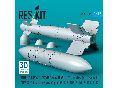 Gbu-15(V)21, 22/B 'small Wing' Bombs (2pcs) With An/Axq-14 Data Link Pod (1pc) (F-4, F-15e, F-16i, F-111, B-52) (3d Printed) - z