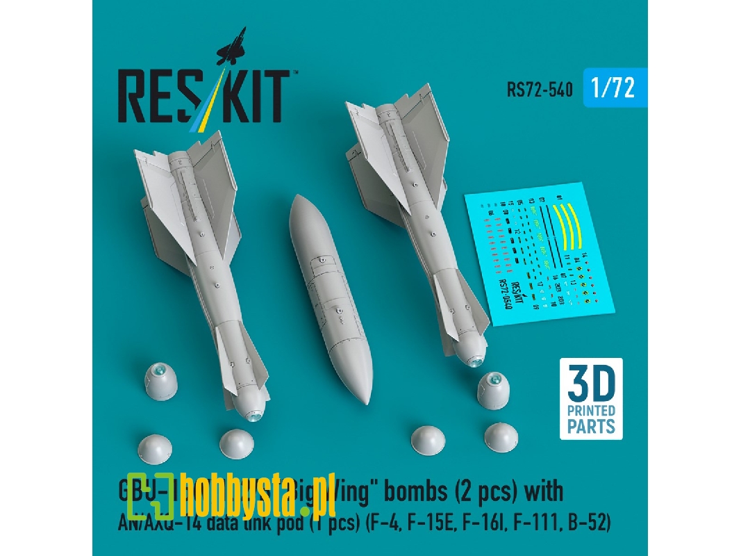 Gbu-15(V)1, 2/B 'big Wing' Bombs (2pcs) With An/Axq-14 Data Link Pod (1pc) (F-4, F-15e, F-16i, F-111, B-52) (3d Printed) - zdję Gbu-15(V)1, 2/B 'big Wing' Bombs (2pcs) With An/Axq-14 Data Link Pod (1pc) (F-4, F-15e, F-16i, F-111, B-52) (3d Printed) - zdję