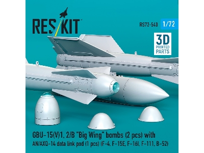 Gbu-15(V)1, 2/B 'big Wing' Bombs (2pcs) With An/Axq-14 Data Link Pod (1pc) (F-4, F-15e, F-16i, F-111, B-52) (3d Printed) - zdję