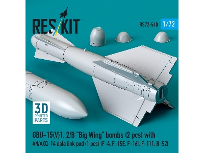 Gbu-15(V)1, 2/B 'big Wing' Bombs (2pcs) With An/Axq-14 Data Link Pod (1pc) (F-4, F-15e, F-16i, F-111, B-52) (3d Printed) - zdję