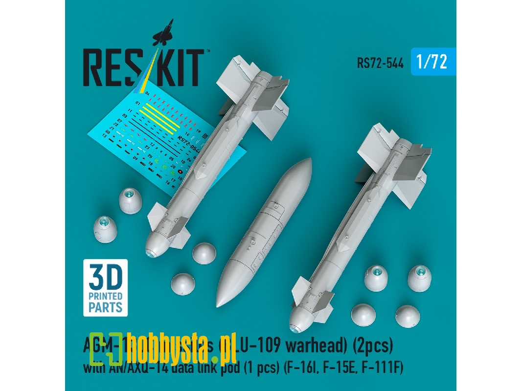 Agm-130c Missiles (Blu-109 Earhead) (2pcs) With An/Axq-14 Data Link Pod (1pc) (F-16i, F-15e, F-111f) (3d Printed) - zdjęcie 1 Agm-130c Missiles (Blu-109 Earhead) (2pcs) With An/Axq-14 Data Link Pod (1pc) (F-16i, F-15e, F-111f) (3d Printed) - zdjęcie 1