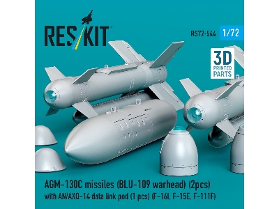 Agm-130c Missiles (Blu-109 Earhead) (2pcs) With An/Axq-14 Data Link Pod (1pc) (F-16i, F-15e, F-111f) (3d Printed) - zdjęcie 2