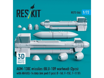 Agm-130c Missiles (Blu-109 Earhead) (2pcs) With An/Axq-14 Data Link Pod (1pc) (F-16i, F-15e, F-111f) (3d Printed) - zdjęcie 3