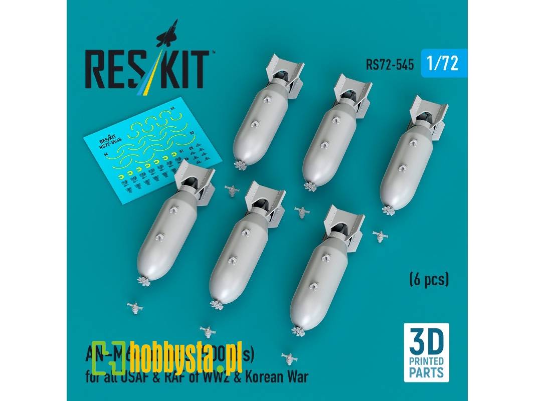 An-m64 Bombs (500 Lbs) For All Usaf & Raf Of Ww2 & Korean War (6pcs) (3d Printed) - zdjęcie 1