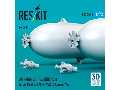 An-m64 Bombs (500 Lbs) For All Usaf & Raf Of Ww2 & Korean War (6pcs) (3d Printed) - zdjęcie 2