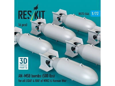 An-m58 Bombs (500 Lbs) For All Usaf & Raf Of Ww2 & Korean War (6pcs) (3d Printed) - zdjęcie 2
