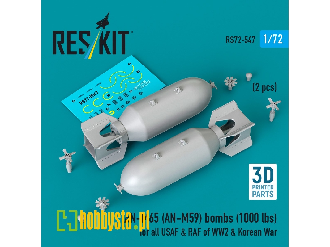 An-m65 (An-m59) Bombs (1000 Lbs) For All Usaf & Raf Of Ww2 & Korean War (2pcs) (3d Printed) - zdjęcie 1 An-m65 (An-m59) Bombs (1000 Lbs) For All Usaf & Raf Of Ww2 & Korean War (2pcs) (3d Printed) - zdjęcie 1