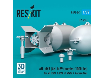 An-m65 (An-m59) Bombs (1000 Lbs) For All Usaf & Raf Of Ww2 & Korean War (2pcs) (3d Printed) - zdjęcie 2
