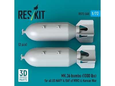 Mk.36 Bombs (1000 Lbs) For All Us Navy & Raf Of Ww2 & Korean War (2pcs) (3d Printed) - zdjęcie 2