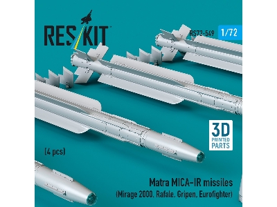 Matra Mica-ir Missilematra Mica-ir Missiles (4pcs) (Mirage 2000, Rafale, Gripen, Eurofighter) (3d Printed)s (4 Pcs) (Mirage 2000
