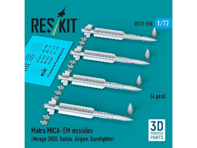 Matra Mica-em Missiles (4pcs) (Mirage 2000, Rafale, Gripen, Eurofighter) (3d Printed) - zdjęcie 1