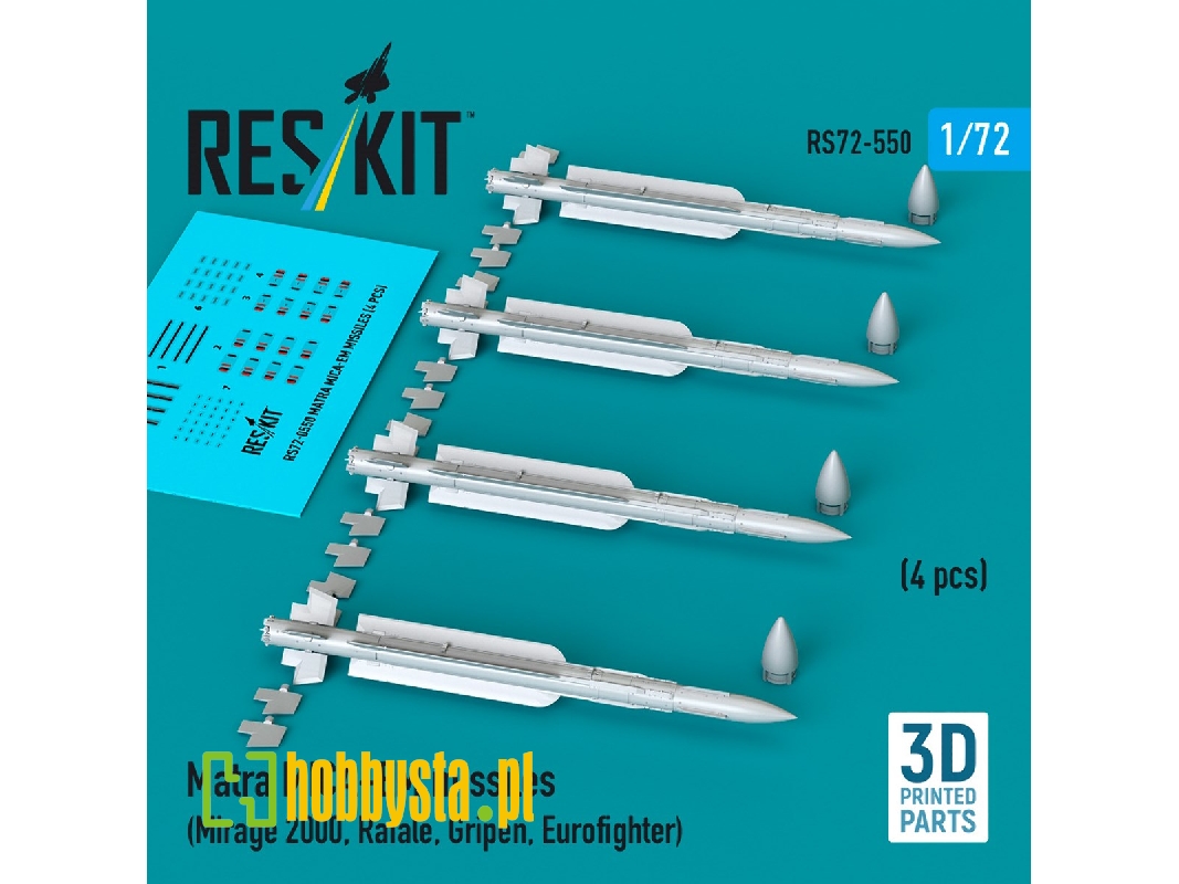 Matra Mica-em Missiles (4pcs) (Mirage 2000, Rafale, Gripen, Eurofighter) (3d Printed) - zdjęcie 1 Matra Mica-em Missiles (4pcs) (Mirage 2000, Rafale, Gripen, Eurofighter) (3d Printed) - zdjęcie 1