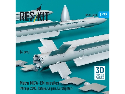 Matra Mica-em Missiles (4pcs) (Mirage 2000, Rafale, Gripen, Eurofighter) (3d Printed) - zdjęcie 3