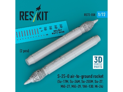 S-25-o Air-to-ground Rocket (2pcs) (Su-17m, Su-24m, Su-25sm, Su-27, Mig-27, Mig-29, Yak-130, Mi-24) (3d Printed) - zdjęcie 1