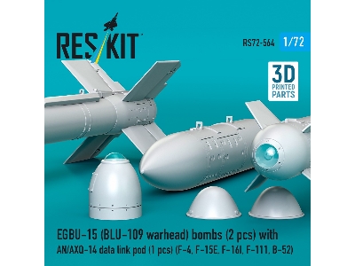 Egbu-15 (Blu-109 Warhead) Bombs (2pcs) With An/Axq-14 Data Link Pod (1pc) (F-4, F-15e, F-16i, F-111, B-52) (3d Printed) - zdjęc