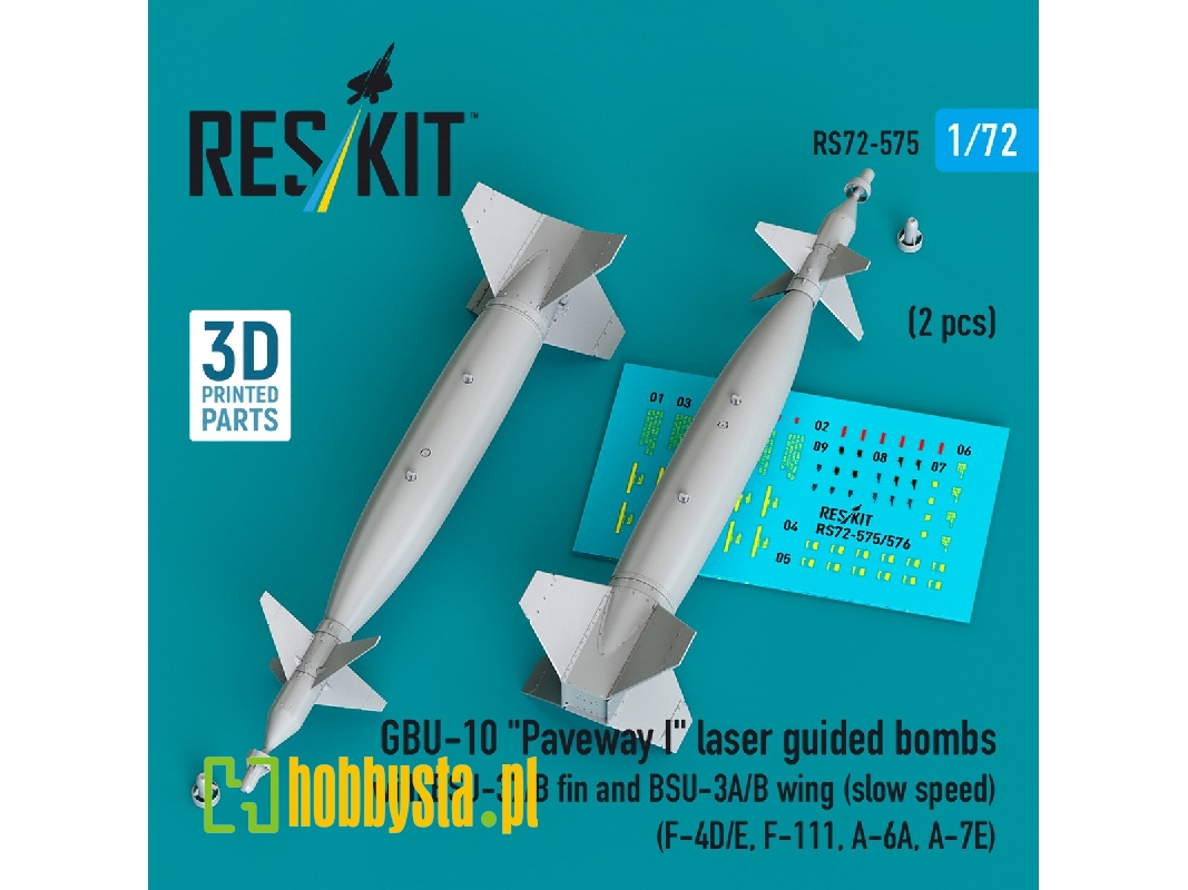 Gbu-10 'paveway I' Laser Guided Bombs With Bsu-37/B Fin And Bsu-3a/B Wing (Slow Speed) (2pcs) (F-4d/E, F-111, A-6a, A-7e) (3d Pr