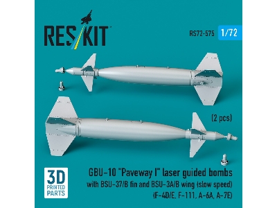 Gbu-10 'paveway I' Laser Guided Bombs With Bsu-37/B Fin And Bsu-3a/B Wing (Slow Speed) (2pcs) (F-4d/E, F-111, A-6a, A-7e) (3d Pr