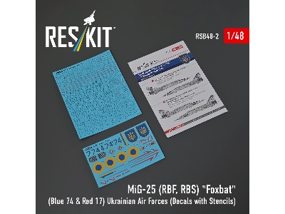 Mig-25rbf, Rbs 'foxbat' (Blue 74 & Red 17) Ukrainian Air Forces (Decals With Stencils) - zdjęcie 1